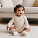 GOTS-Certified Soft Baby Romper in Light Pink